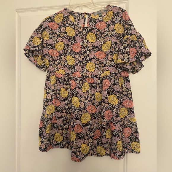 Good Luck Gem Floral Peplum Blouse Short Sleeve - Size XS - Picture 1 of 2